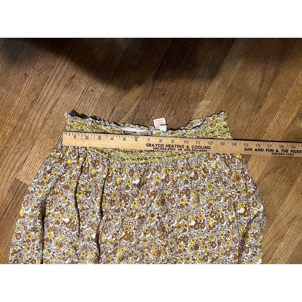 Derek Heart Womens Floral Maxi Smocked prairie skirt Boho Tiered cotton sz M - Picture 8 of 9